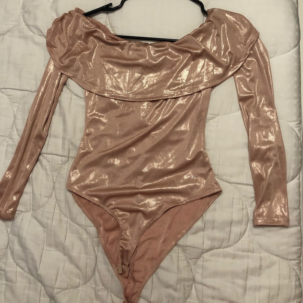 Pink metallic body suit